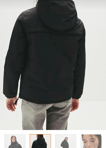 Pull and Bear ANTASİT GRİ RENKLİ KANGURU CEKET