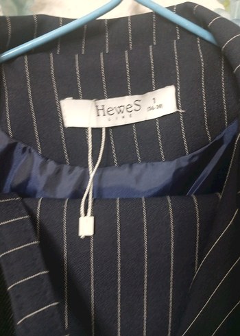 Çizgili Lacivert Kadın Uzun Ceket - Görsel 3