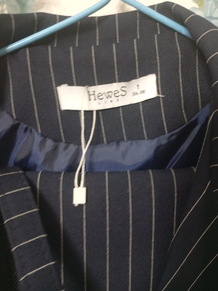 Çizgili Lacivert Kadın Uzun Ceket - Görsel 3