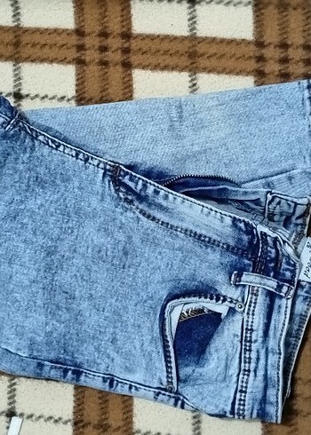 Gri Mavi Kadın Regular Fit Tie-Dye Denim Pantolon - Görsel 3