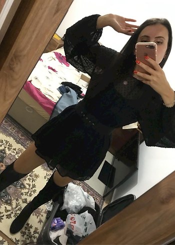 Pullandbear Transparan Mini Elbise - Görsel 5