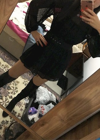 Pullandbear Transparan Mini Elbise - Görsel 3