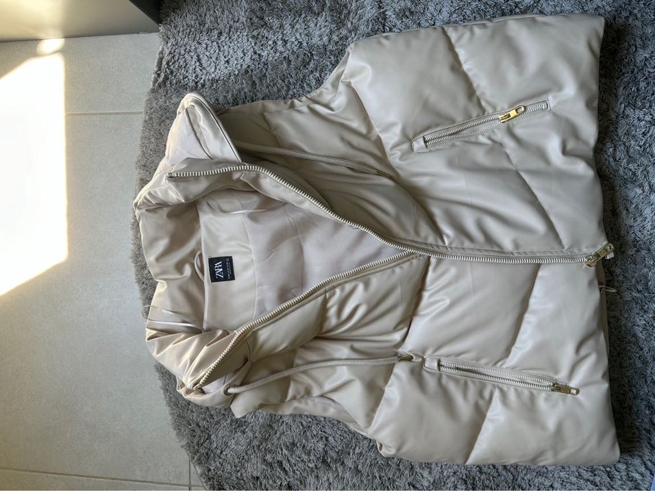 Zara Kapüşonlu Kadın deri Şişme Yelek - Görsel 2