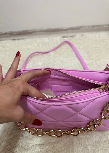 Bershka Zincir Detaylı Pembe Kadın Çanta - Görsel 6