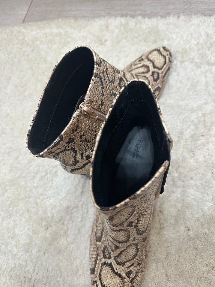 Mango Yılan Desenli deri Kadın Bot - Görsel 4