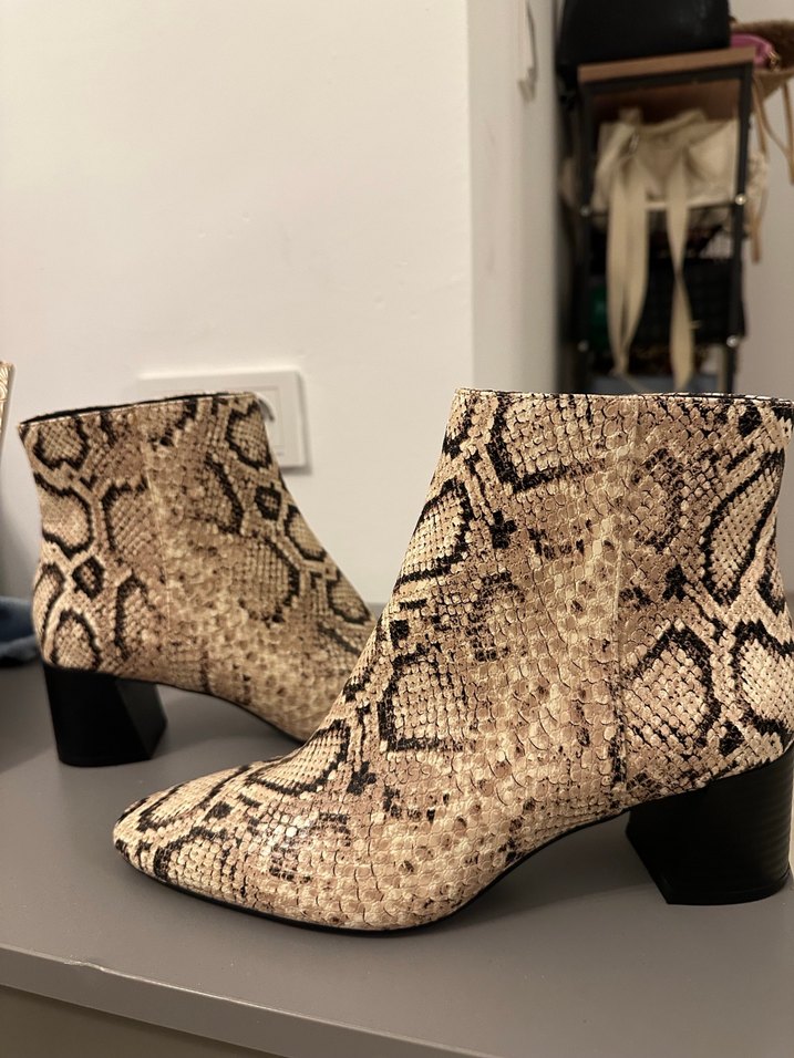 Mango Yılan Desenli deri Kadın Bot - Görsel 5