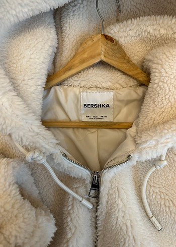 Bershka Bej Peluş Kapüşonlu Kadın Ceket - Görsel 6