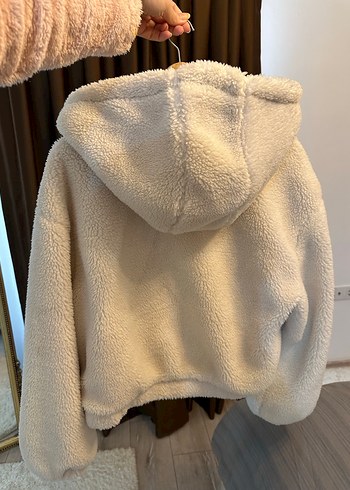 Bershka Bej Peluş Kapüşonlu Kadın Ceket - Görsel 2