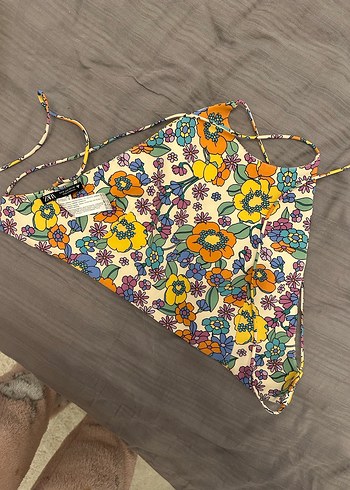 ZARA Çiçek Desenli Bohem Kısa Crop Top - Görsel 5