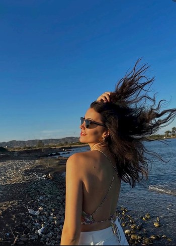 ZARA Çiçek Desenli Bohem Kısa Crop Top - Görsel 2