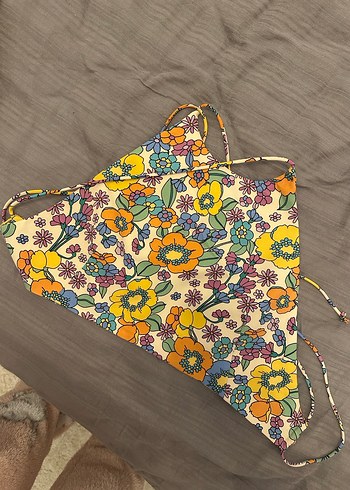 ZARA Çiçek Desenli Bohem Kısa Crop Top - Görsel 3