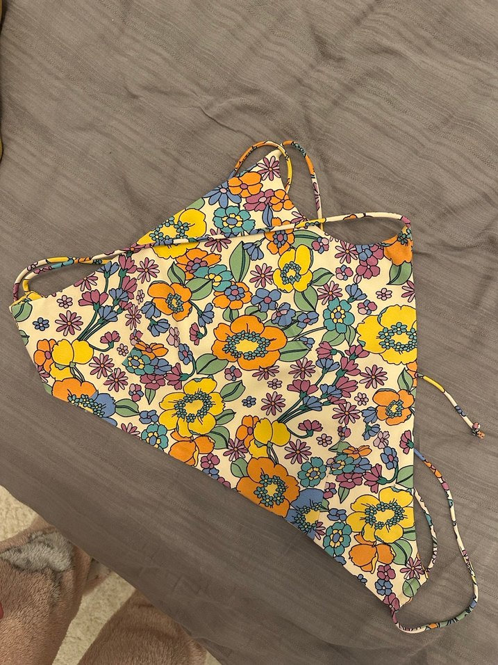 ZARA Çiçek Desenli Bohem Kısa Crop Top - Görsel 3