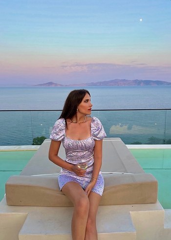 Zara etiketli saten Mor Mini Elbise - Görsel 6