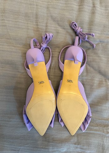 Zara Fiyonklu Mor Stiletto Kadın Ayakkabı - Görsel 5