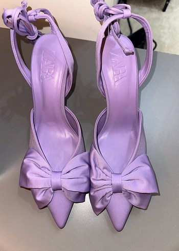 Zara Fiyonklu Mor Stiletto Kadın Ayakkabı - Görsel 8