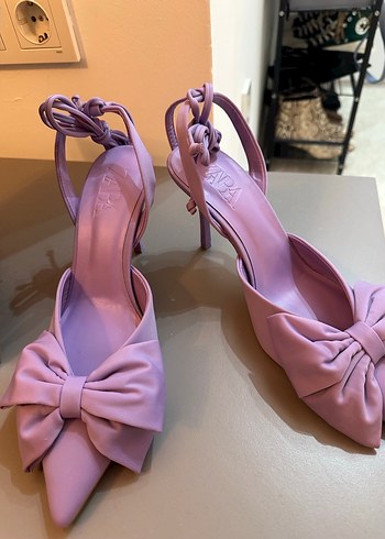 Zara Fiyonklu Mor Stiletto Kadın Ayakkabı - Görsel 10