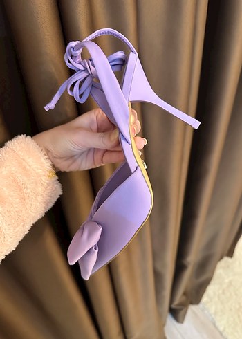 Zara Fiyonklu Mor Stiletto Kadın Ayakkabı - Görsel 7