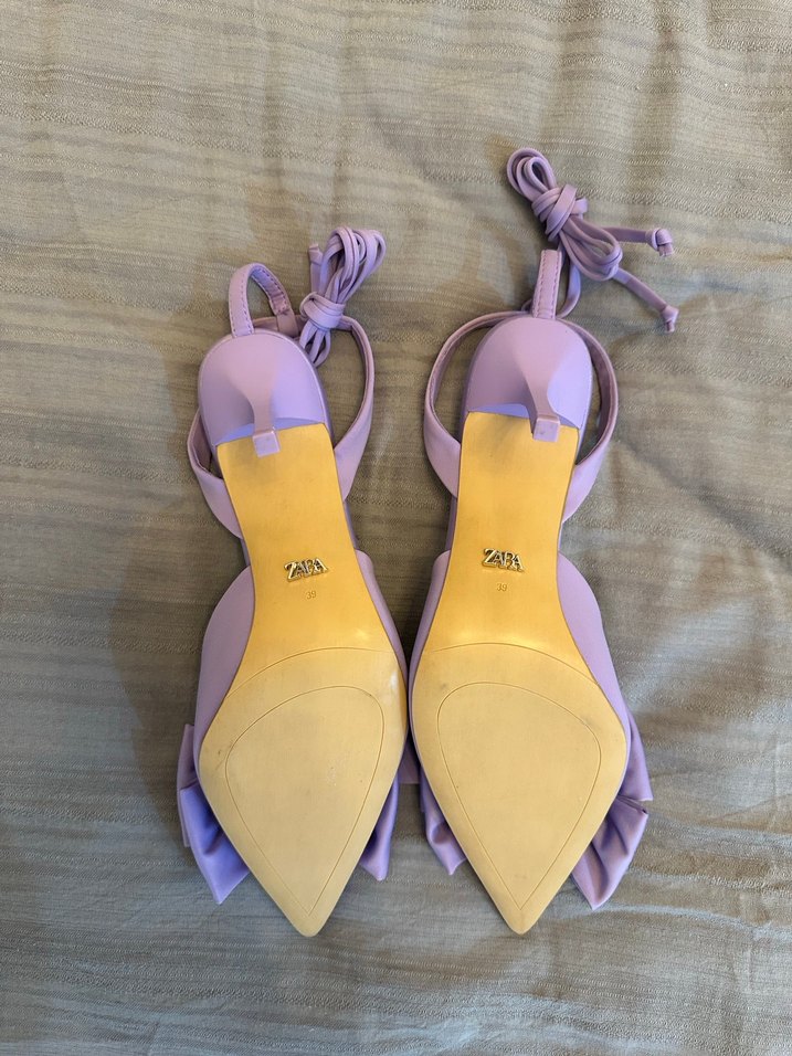 Zara Fiyonklu Mor Stiletto Kadın Ayakkabı - Görsel 5