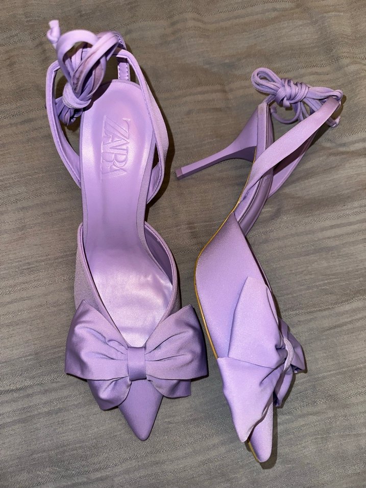 Zara Fiyonklu Mor Stiletto Kadın Ayakkabı - Görsel 3