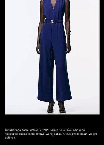 Zara etiketli Lacivert Kemerli Midi Tulum - Görsel 7