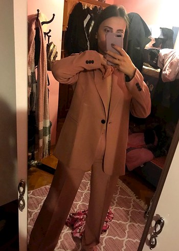 İkili Pembe Kadın Blazer Ceket ve pantolon - Görsel 4