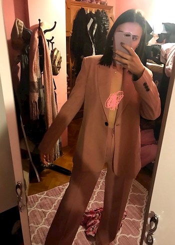 İkili Pembe Kadın Blazer Ceket ve pantolon - Görsel 10
