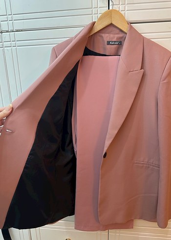 İkili Pembe Kadın Blazer Ceket ve pantolon - Görsel 6