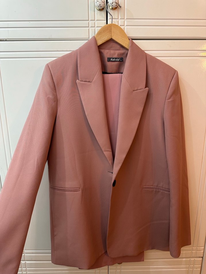 İkili Pembe Kadın Blazer Ceket ve pantolon - Görsel 5