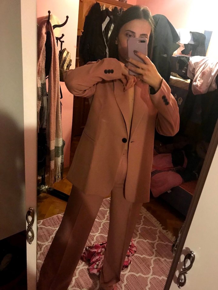 İkili Pembe Kadın Blazer Ceket ve pantolon - Görsel 4