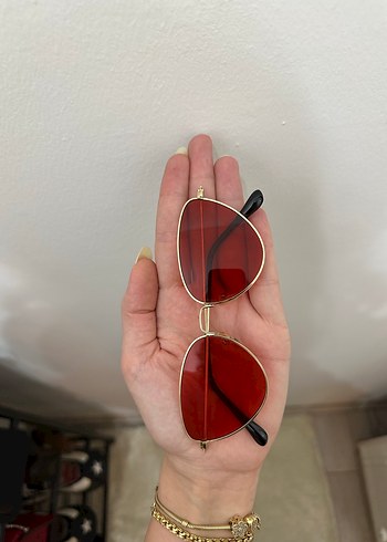 H&M Şeffaf Kırmızı Retro Kadın Güneş Gözlüğü - Görsel 5