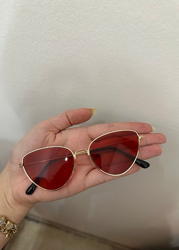 H&M Şeffaf Kırmızı Retro Kadın Güneş Gözlüğü - Görsel 6