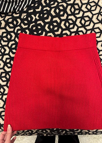 Zara Kırmızı Triko Etek - Görsel 5