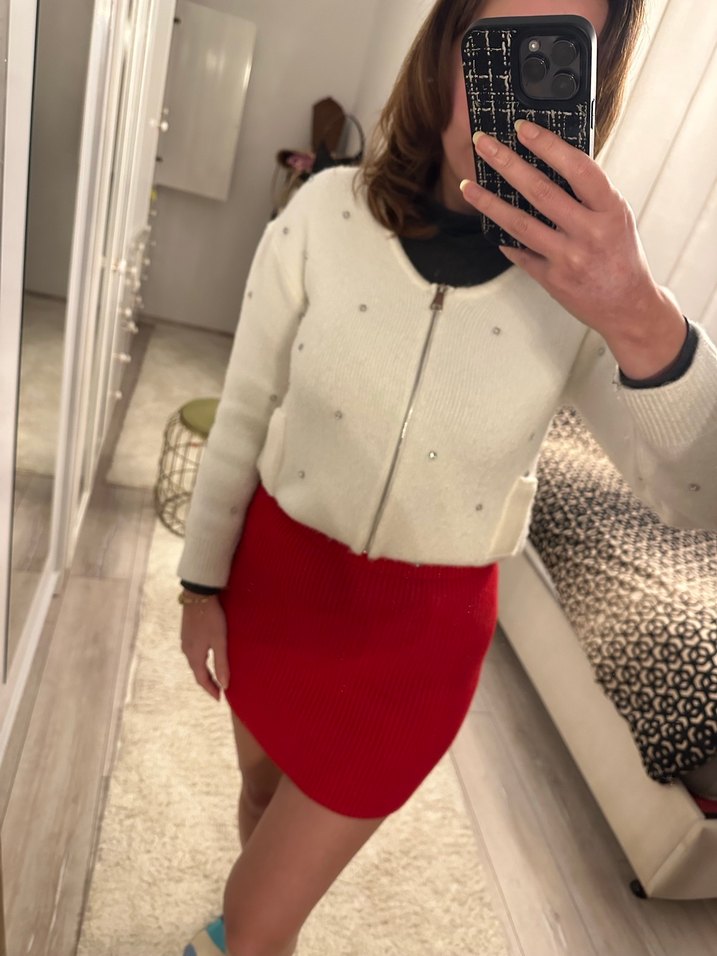 Zara Kırmızı Triko Etek - Görsel 2