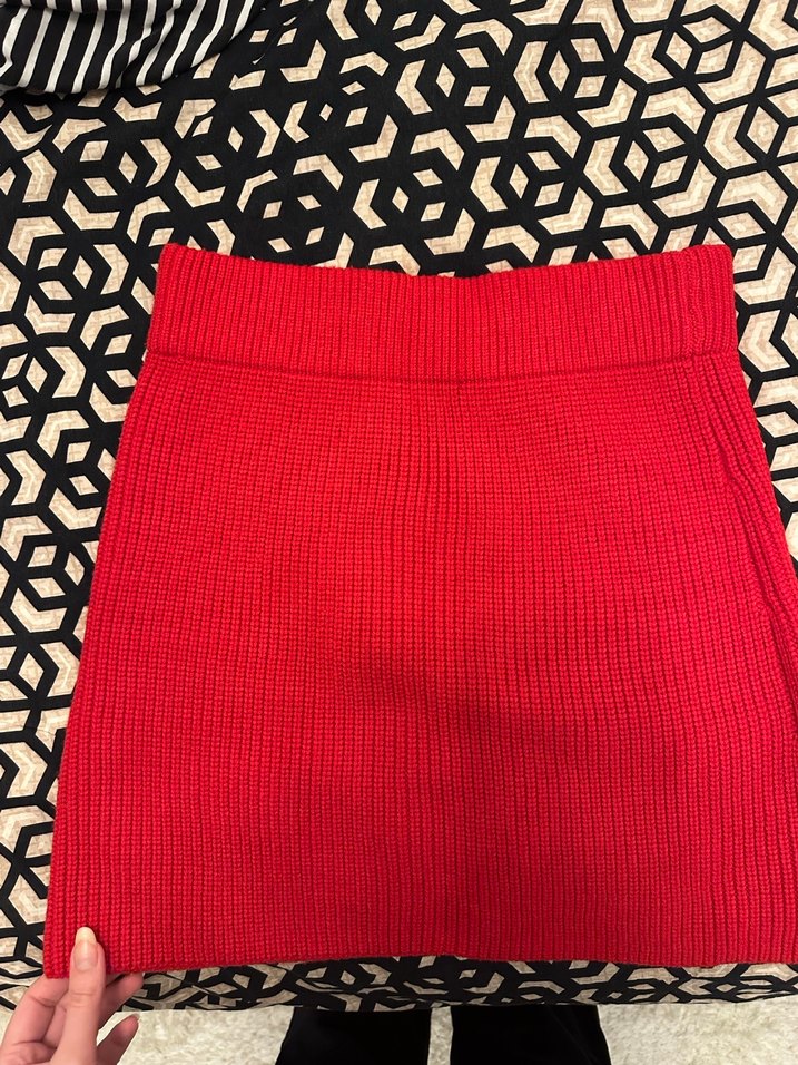 Zara Kırmızı Triko Etek - Görsel 5