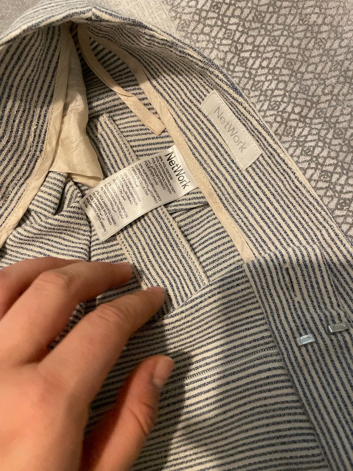 Network Gri Çizgili Kemerli Kadın Kumaş Pantolon - Görsel 5