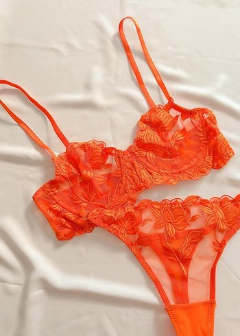 Nakışlı Turuncu Bohem Sütyen takımı - Görsel 2