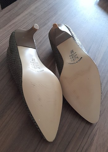 Yılan Desenli kahve Stiletto Kadın - Görsel 4