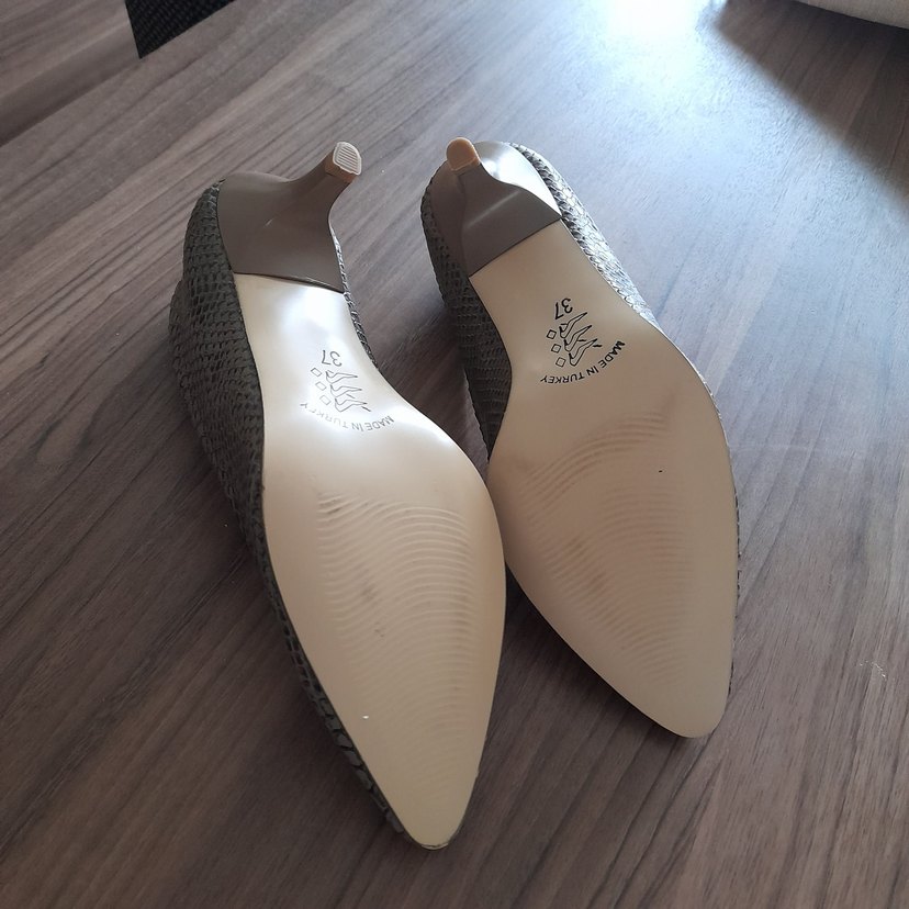 Yılan Desenli kahve Stiletto Kadın - Görsel 4