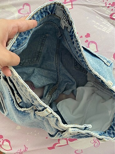 Mini kot şort - Görsel 7