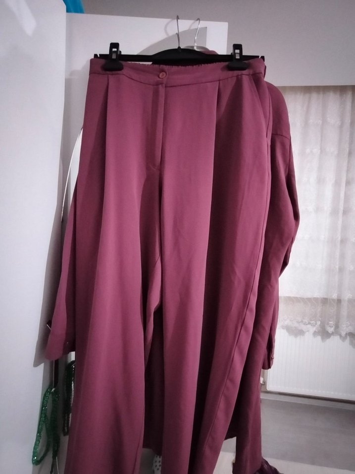 Bordo Uzun Kollu Düğmeli ikili takım - Görsel 2