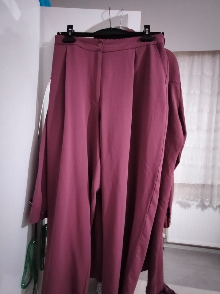 Bordo Uzun Kollu Düğmeli ikili takım - Görsel 3