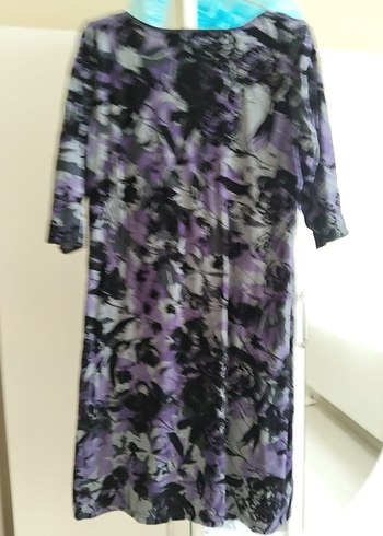 Mor V Yaka Uzun Bağlamalı Kadın Elbise - Görsel 7