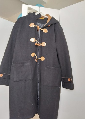 Düğmeli Siyah Midi Hamile Kabanı - Görsel 9