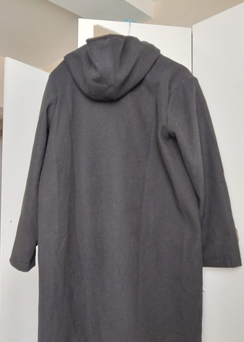 Düğmeli Siyah Midi Hamile Kabanı - Görsel 8