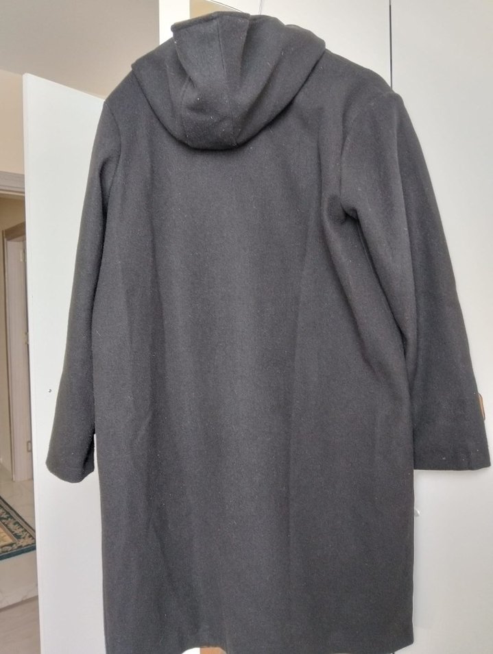 Düğmeli Siyah Midi Hamile Kabanı - Görsel 5