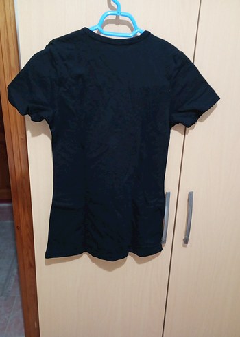 Siyah Kadın Kısa Kollu Basic Tişört - Görsel 2