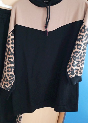 Kahverengi Leopar Desenli Kadın Eşofman Takımı - Görsel 2