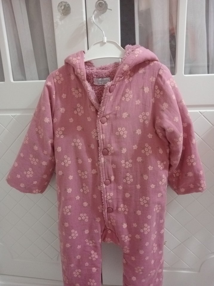 Pembe Kapüşonlu Bebek Tulumu - Görsel 2