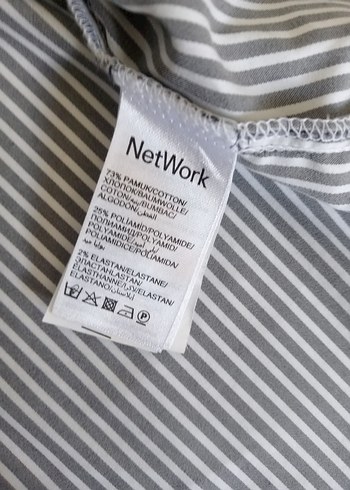 neye Uzun Kollu Gri Çizgili Kadın Gömlek - Görsel 7