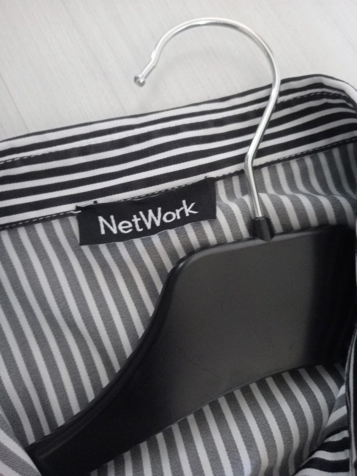 neye Uzun Kollu Gri Çizgili Kadın Gömlek - Görsel 5